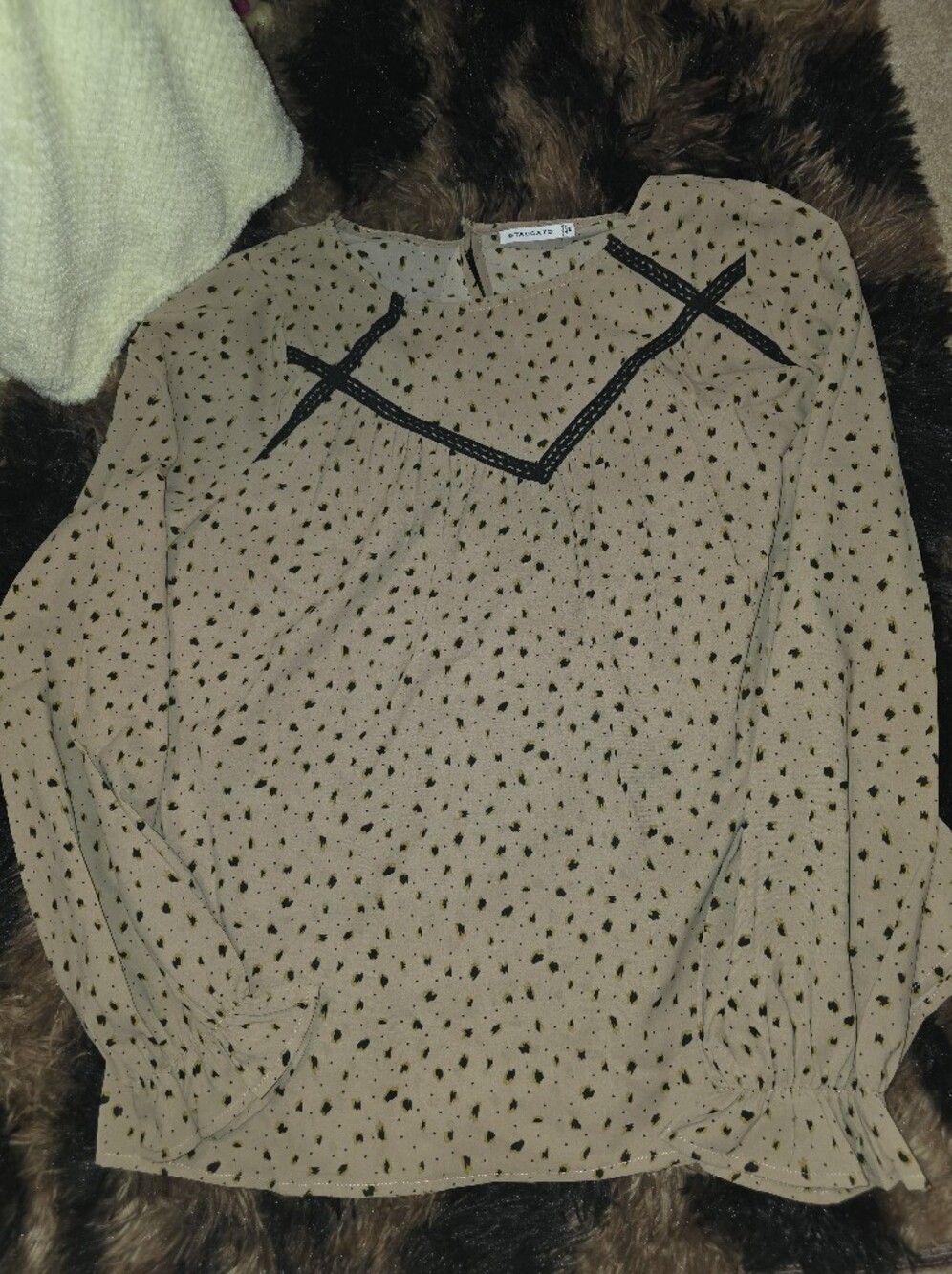 Staccato Beige Blouse with Black Dot Print